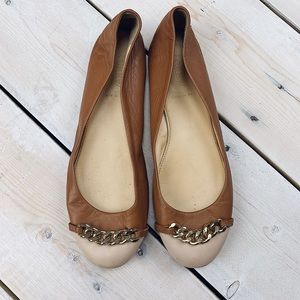 J. Crew | Nora Cap Toe Gold Chain Flats